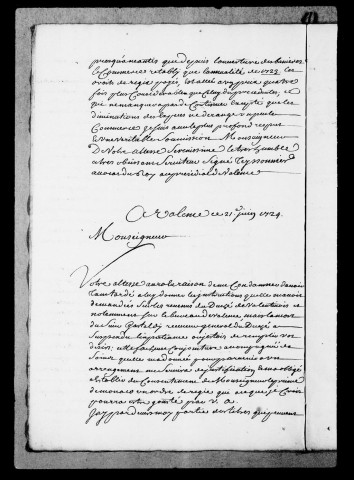 Lettres des régisseurs du duché :Lettres de Teyssonnier, 1724-1732.