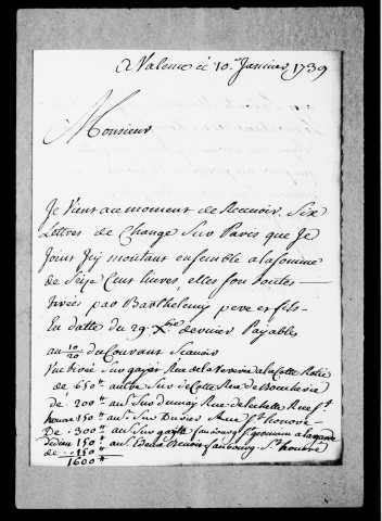 Lettres des régisseurs du duché :Lettres de Monge, 1737-1753.