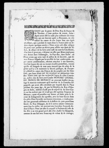 Titres généraux : Règlements, déclarations du roi, arrêts du Conseil d'Etat du roi, 1603-1767.