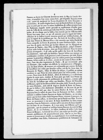 Titres imprimés concernant le duché-pairie de Valentinois.