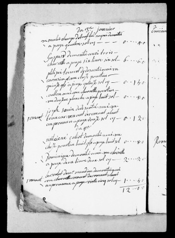 Droits de péage par terre : recettes, 1746-1750.