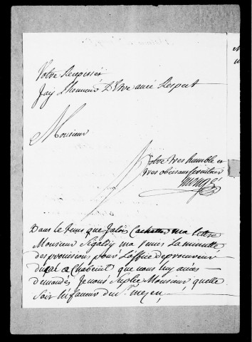 Lettres des régisseurs du duché :Lettres de Monge, 1737-1753.