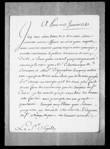 Correspondance :Lettres des Princes aux régisseurs et fermiers, 1731-1743.