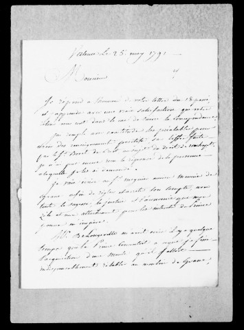 Correspondance :
Lettres missives, 1791-1793.