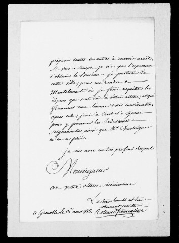 Correspondance :Lettres missives, 1785-1788.