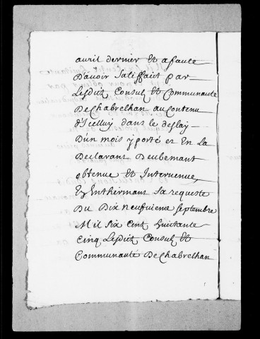 Grane. Hameau de Chabrillant :Procès avec les habitants, 1671-1699.Procès contre le nommé Lhomme, 1745-1756.