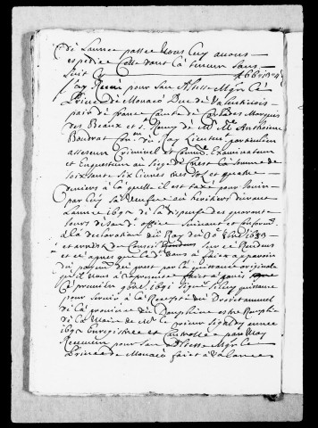 Registres, ordonnances et pièces à l'appui, 1690-1699.