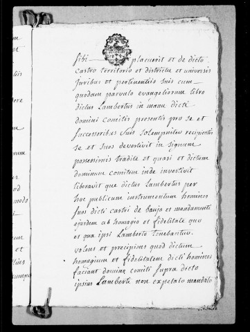 Grane. Forêt de Fillan :Copie de l'acte d'échange entre Aymar de Poitiers et Lambert de Barre, 1289.Titres divers, mémoires, correspondances, procédures, 1447-1786.